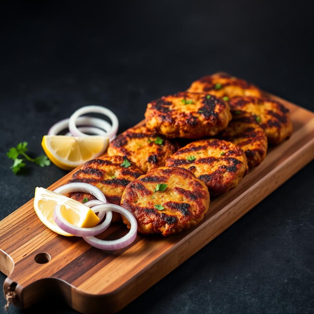 Peshawari Chapli Kebab — Pan-seared spiced beef patties from the Khyber, finished wit