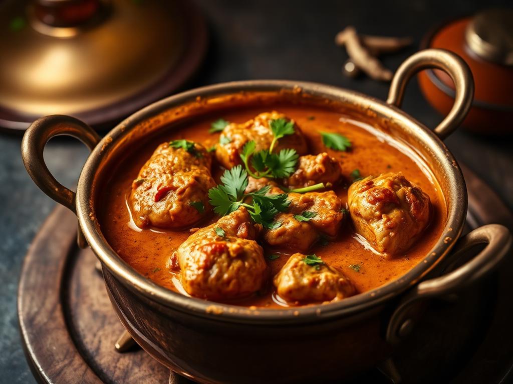 White Mutton Handi — Creamy yogurt-based mutton handi, perfumed with green cardam