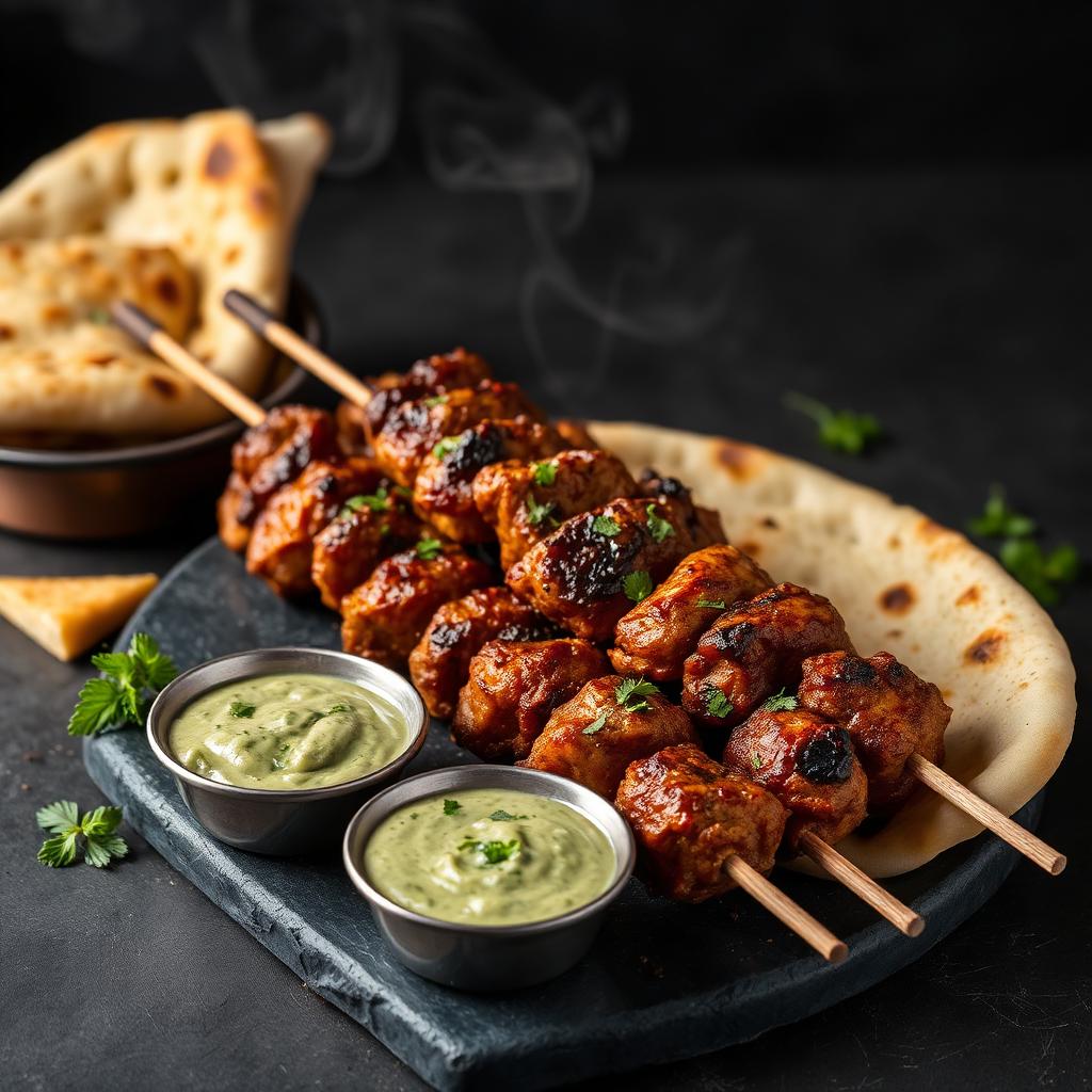 Seekh Kebab Platter — Charcoal-grilled minced beef skewers, hand-spiced with our h