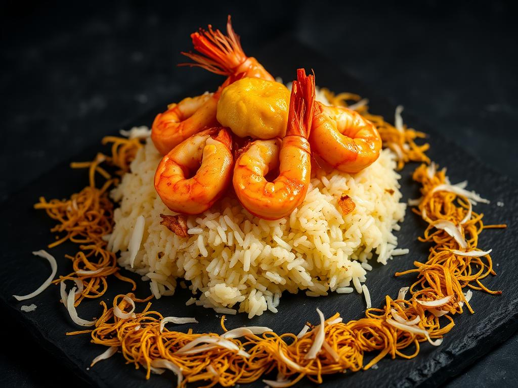 Karachi Prawn Biryani — Coastal-style biryani with butter-poached prawns and roasted
