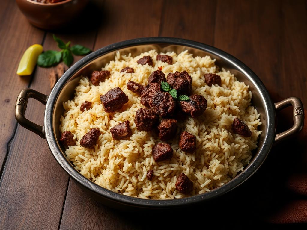 Yakhni Beef Pulao — Aromatic rice cooked in slow-simmered beef stock with whole